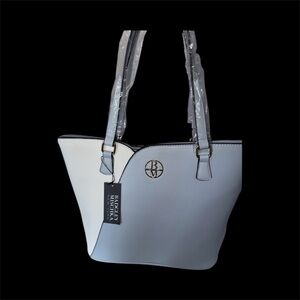 Badgley Mischka Elegant Blue and White Tote